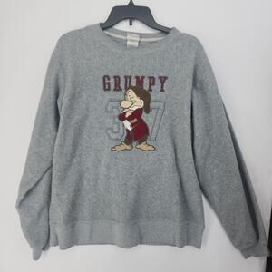 Disney Store Grumpy Dwarf Crewneck Sweatshirt Heather Gray M